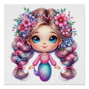 Stunning, Colorful Mermaid Poster