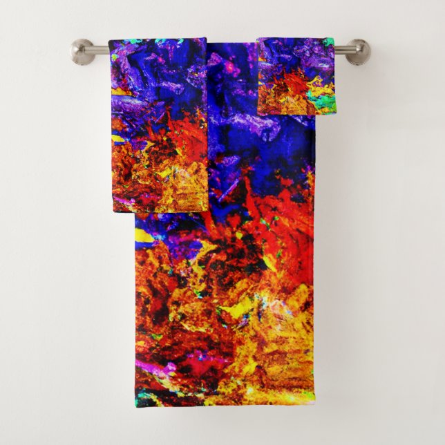 Stunning Colourful Abstract Pattern Bath Towel Set (Insitu)