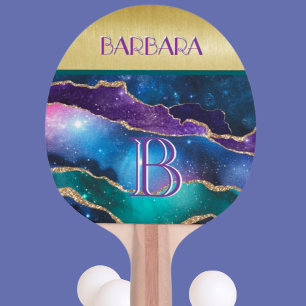 Stunning colourful Agate I 3 Colour Monogram on  Ping Pong Paddle