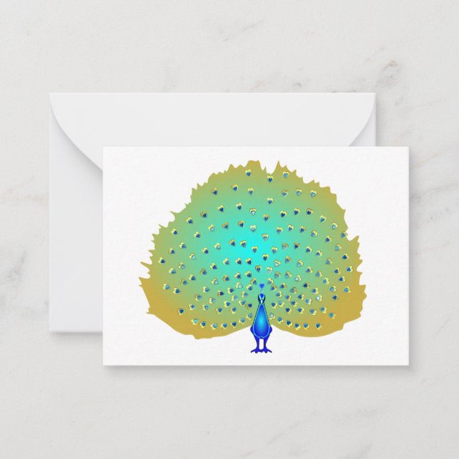 stunning colourful peacock hearts Flat Note Card (Front)