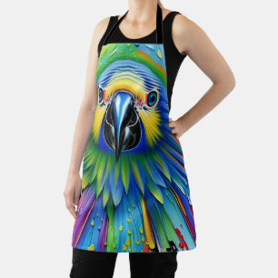 Stunning Colourful Splatter Paint Parrot Apron