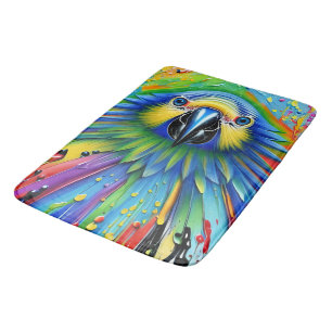 Stunning Colourful Splatter Paint Parrot Bath Mat