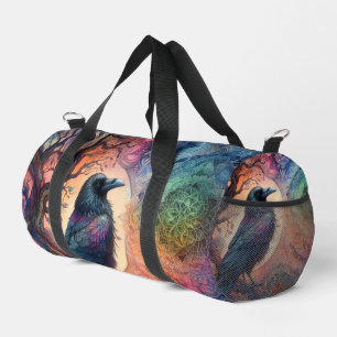 Stunning Crow Tree of Life Mandala Pagan Gothic Duffle Bag