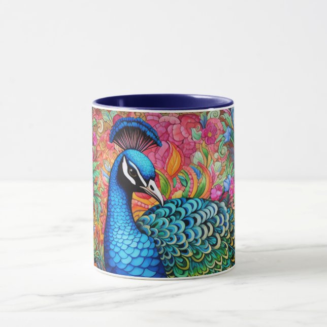 Stunning Custom Monogram Peacock Mug (Center)