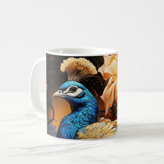 Stunning Custom Monogram Peacock Mug (Front Left)