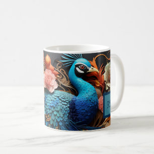 Stunning Custom Monogram Peacock Mug