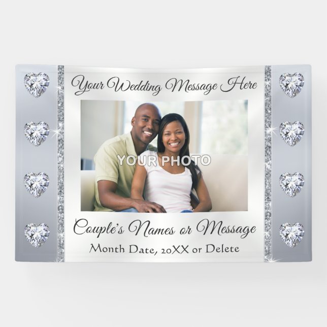 Stunning Custom, Wedding Welcome Banner with Photo (Horizontal)