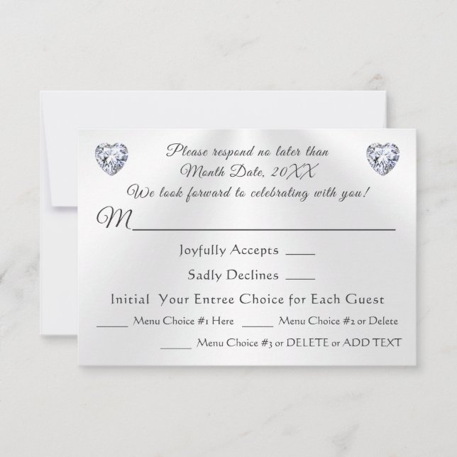Stunning Customize Wedding, RSVP with Meal Choice Invitation (Front)