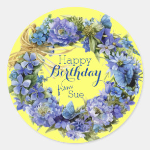 Stunning Customized Floral Birthday Stickers
