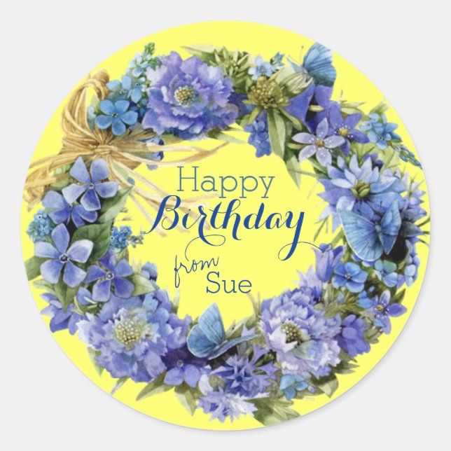 Stunning Customized Floral Birthday Stickers (Front)