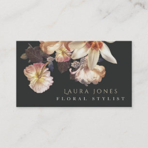 Stunning Dark Floral Hair Flower Florist Stylist Appointment Card