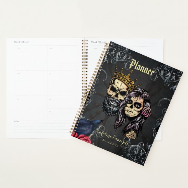 Stunning dark gothic wedding design with skulls an planner (Display)