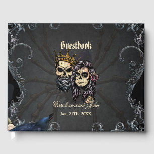 Stunning dark gothic wedding design with skulls guest book