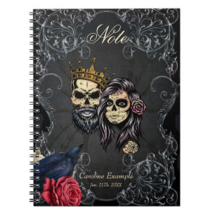 Stunning dark gothic wedding design with skulls notebook