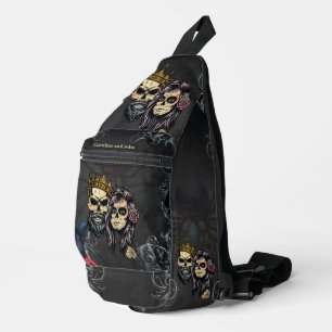 Stunning dark gothic wedding design with skulls  sling bag