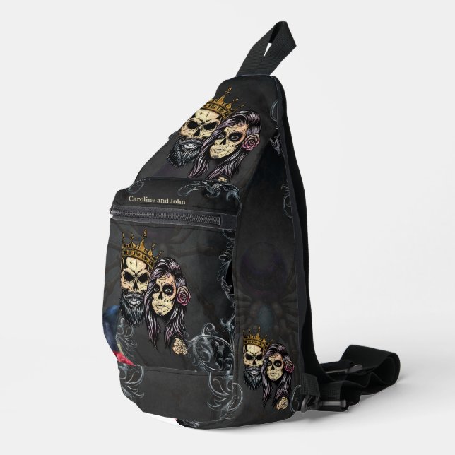Stunning dark gothic wedding design with skulls  sling bag (Right Corner)