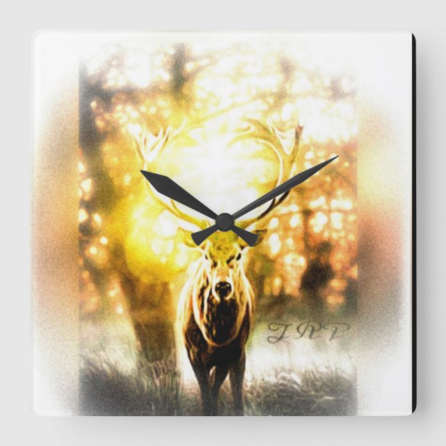 Stunning Deer 01-02 Square Wall Clock (Front)