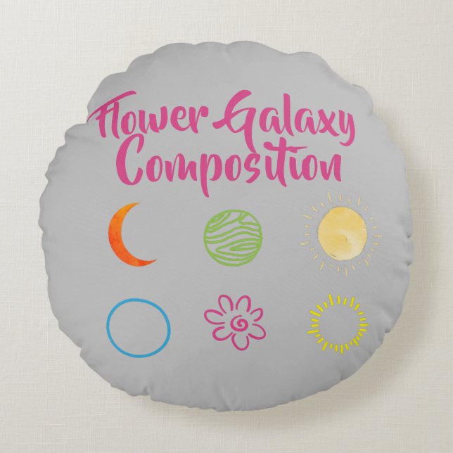 Stunning Design of Flower Galaxy Combination  Round Pillow (Front)