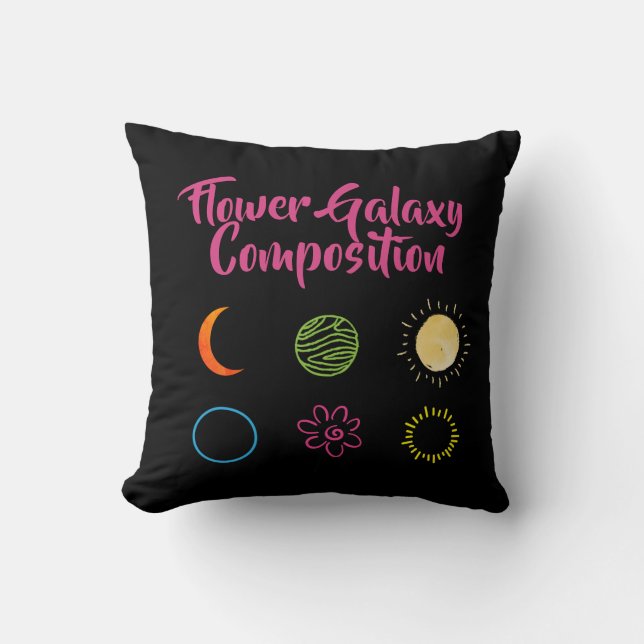 Stunning Design of Flower Galaxy Combination Throw Pillow (Front)