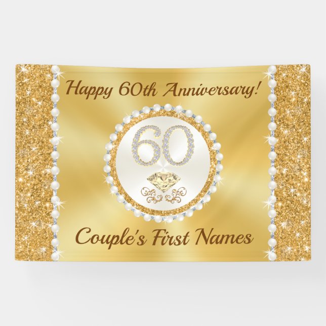 Stunning Diamond, 60th Wedding Anniversary Banner (Horizontal)