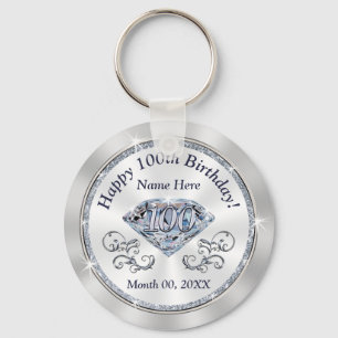 Stunning Diamond Cheap 100th Birthday Party Favour Keychain