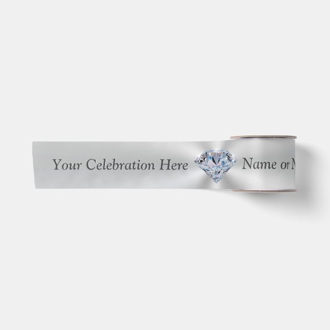 Stunning Diamond Personalized Ribbon Your Occasion Satin Ribbon (Front)