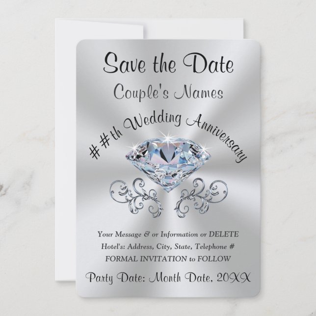 Stunning Diamond, Save the Date Cards, Personalize Invitation (Front)