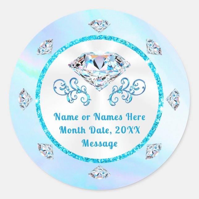 Stunning, Diamond Stickers. Select Size and Shape Classic Round Sticker (Front)