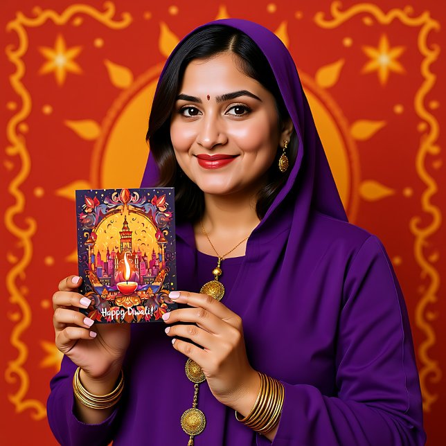 Stunning Diwali postcard  (Stunning Diwali postcard, customizable front and back)