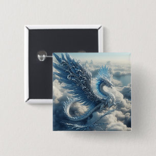 Stunning Dragon Surrounded by Clouds 2 Inch Square Button