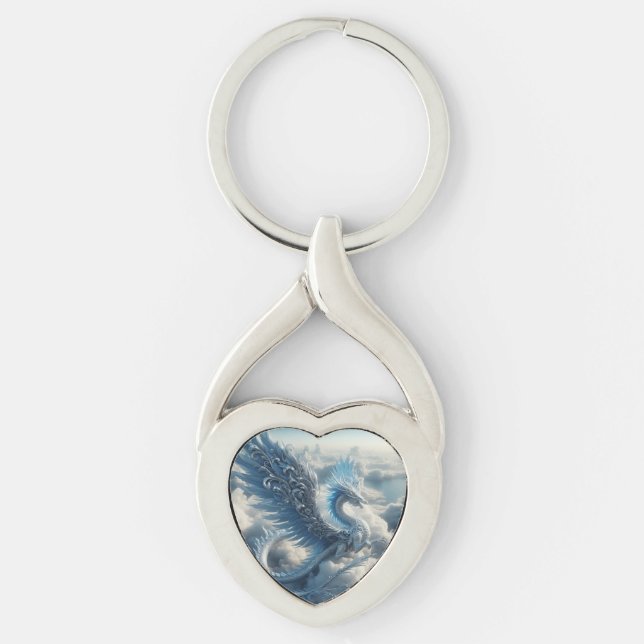 Stunning Dragon Surrounded by Clouds  Keychain (Front)