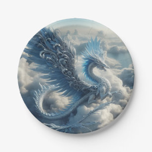 Stunning Dragon Surrounded by Clouds Paper Plate