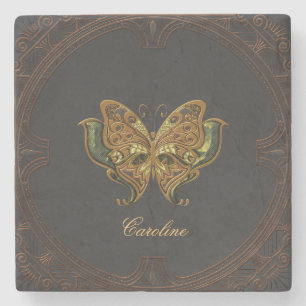 Stunning elegant butterfly. stone coaster
