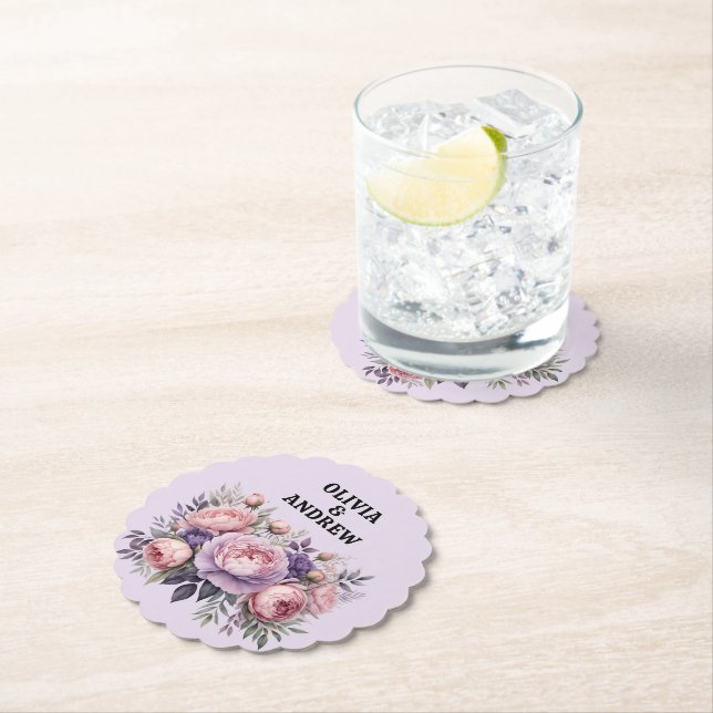 Stunning Elegant Floral Soft Pastel Colours  Paper Coaster (Insitu)