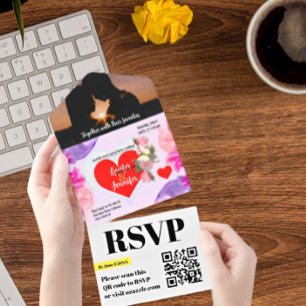 Stunning Elegant Modern All in One Wedding Invite