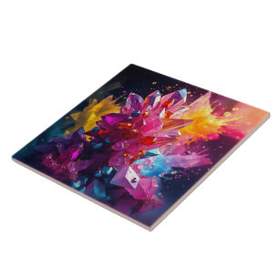 Stunning Explosion of Colourful Bismuth Crystals Tile