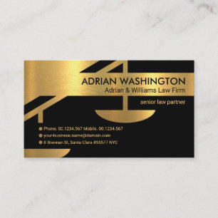 Stunning Faux Gold Scale Of Justice Legal Attorney Business Card