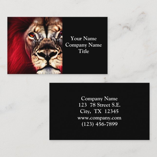 Stunning Fierce Wilderness Male Lion Business Card (Front/Back)