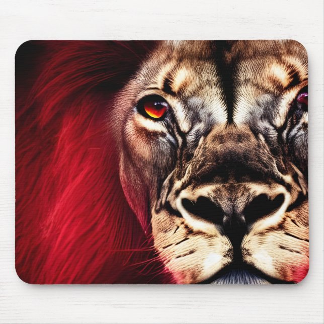 Stunning Fierce Wilderness Male Lion Mouse Pad (Front)