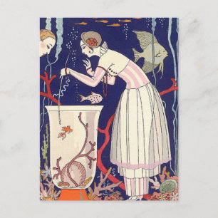 Stunning Fish Summer Dress George Barbier Postcard