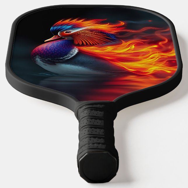 Stunning Flame-boyant Firebird Hot Mandarin Duck Pickleball Paddle (Laydown)