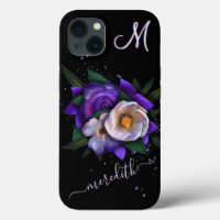 Stunning Floral 3-Colour Monogram Glitter Name