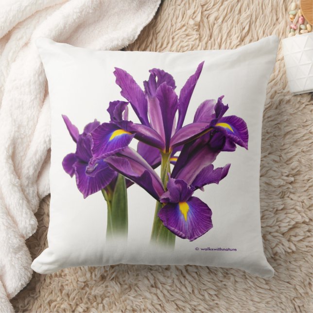 Stunning Floral Dutch Iris Purple Sensation Throw Pillow (Blanket)