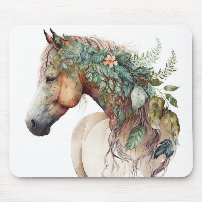 Stunning Floral Horse Mouse Pad (Front)