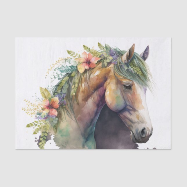 Stunning Floral Horse Tissue Paper (Front)