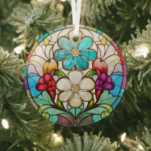 stunning floral stained glass ornament