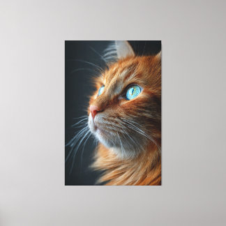 Stunning Fluffy Ginger Cat Profile - Blue Eyed Canvas Print