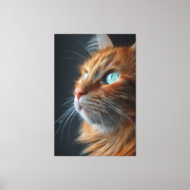Stunning Fluffy Ginger Cat Profile - Blue Eyed Canvas Print (Front)