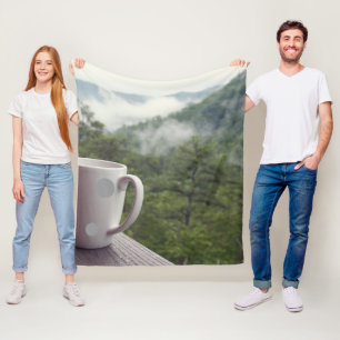 Stunning Forest Trees Mountain View Tea Mug Image Fleece Blanket