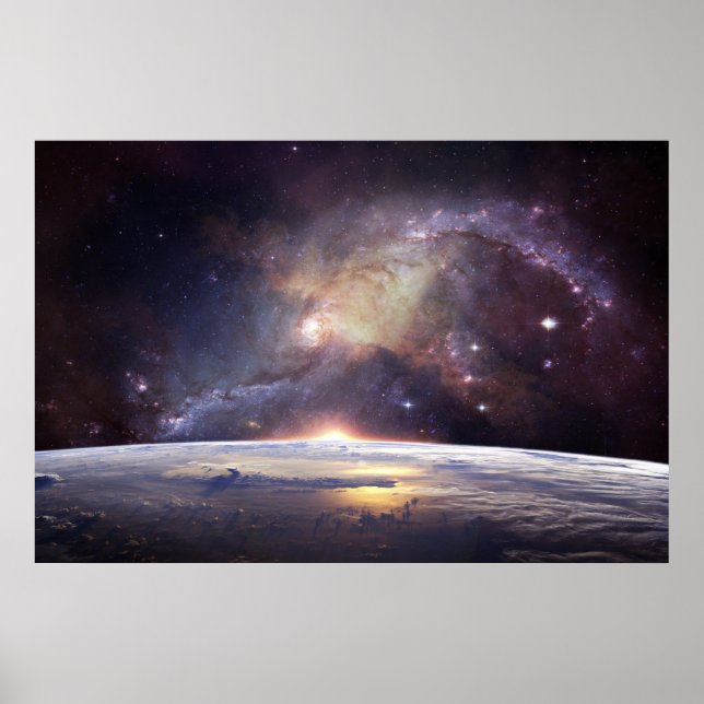 Stunning galaxy and earth poster (Front)